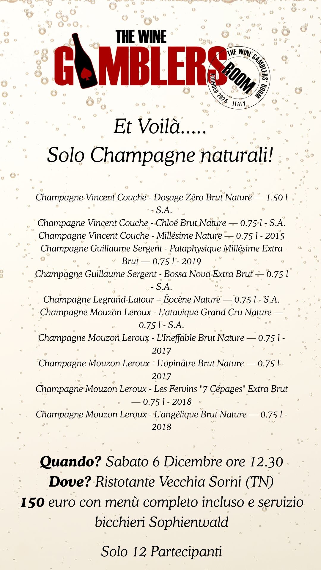 Et Voilà.....  Solo Champagne naturali! - Dicembre 2025